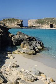 The lovely Blue Lagoon on the little island of Comino, between Malta and Gozo.