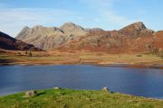 Blea Tarn and the distinctive profile of the Langdale Pikes